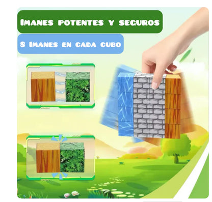 🧩 Bloques de Minecraft® magnéticos Premium 28/56/75 y 150 Piezas 🧩