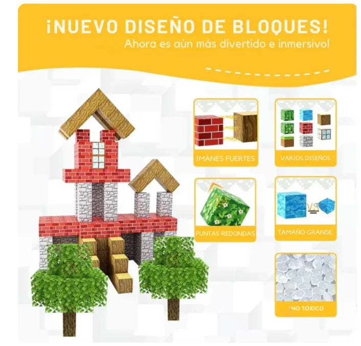 🧩 Bloques de Minecraft® magnéticos Premium 28/56/75 y 150 Piezas 🧩